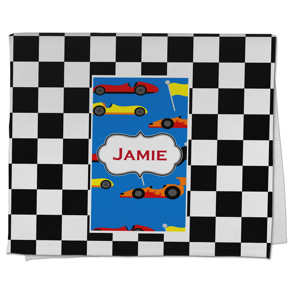 Custom Checkers & Racecars Kitchen Towel - Poly Cotton w/ Name or Text