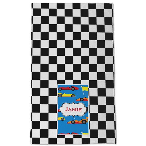 Checkers & Racecars Kitchen Towel - Poly Cotton - Full Front