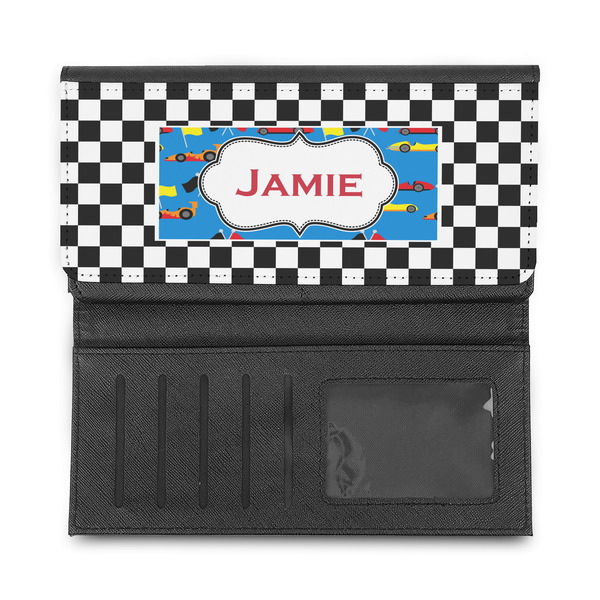 Checkers & Racecars Ladies Wallet - Half Way Open