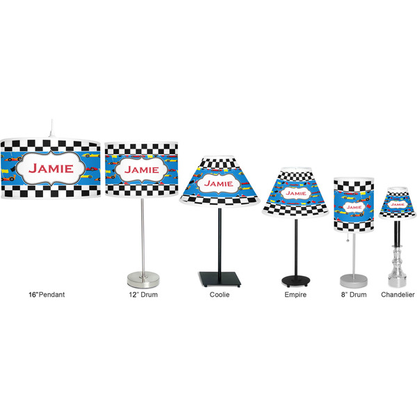 Checkers & Racecars Lamp Full View Size Comparison