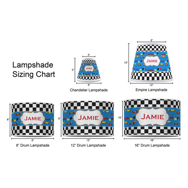 Checkers & Racecars Lampshade Sizing Chart