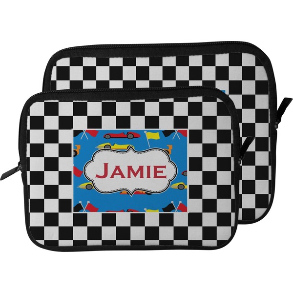 Checkers & Racecars Laptop Sleeve (Size Comparison)