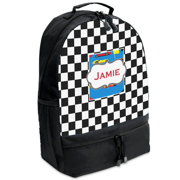 Custom Checkers & Racecars Backpacks - Black (Personalized)