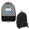 Checkers & Racecars Large Backpack - Black - Front & Back View