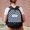 Checkers & Racecars Large Backpack - Black - On Back