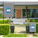 Checkers & Racecars Large Garden Flag - Single Sided (Personalized)