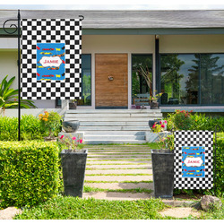 Checkers & Racecars Large Garden Flag - Single Sided (Personalized)