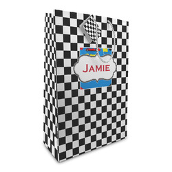 Checkers & Racecars Large Gift Bag (Personalized)