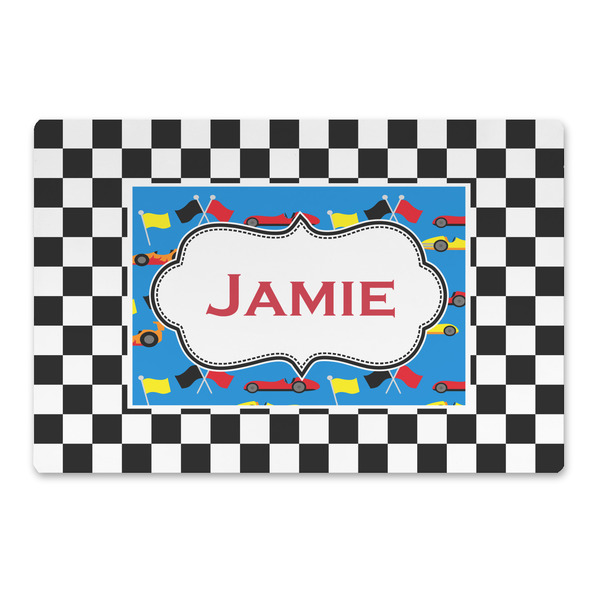 Custom Checkers & Racecars Large Rectangle Car Magnet (Personalized)