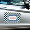 Checkers & Racecars Large Rectangle Car Magnets- In Context
