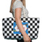 Checkers & Racecars Large Rope Tote Bag - In Context View