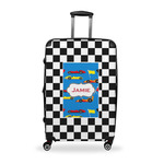 Checkers & Racecars Suitcase - 28" Large - Checked w/ Name or Text