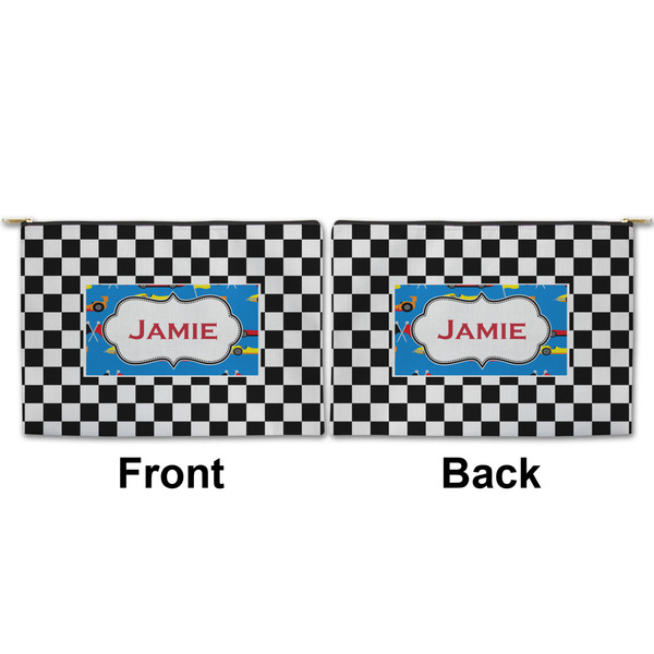 Checkers & Racecars Large Zipper Pouch Approval (Front and Back)