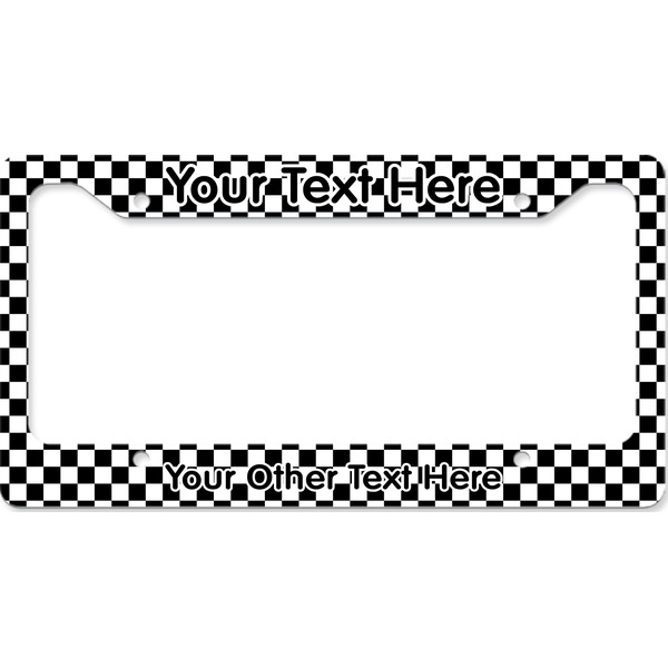 Custom Checkers & Racecars License Plate Frame - Style B (Personalized)