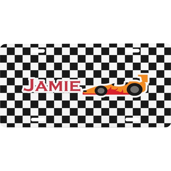 Custom Checkers & Racecars Front License Plate (Personalized)