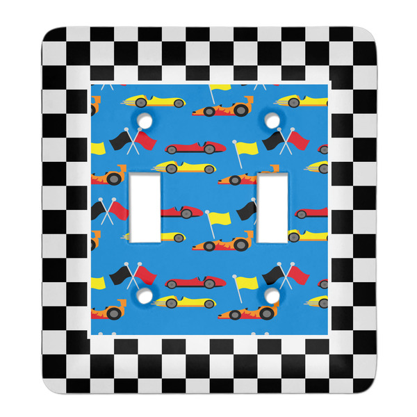Custom Checkers & Racecars Light Switch Cover (2 Toggle Plate)