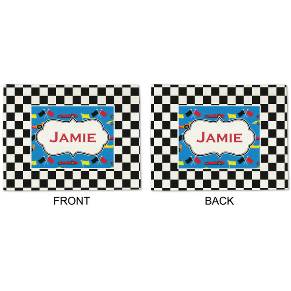 Checkers & Racecars Linen Placemat - APPROVAL (double sided)