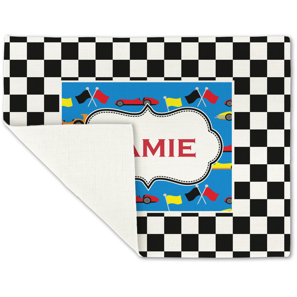 Checkers & Racecars Linen Placemat - Folded Corner (single side)