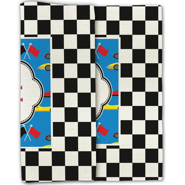 Checkers & Racecars Linen Placemat - Folded Half (double sided)