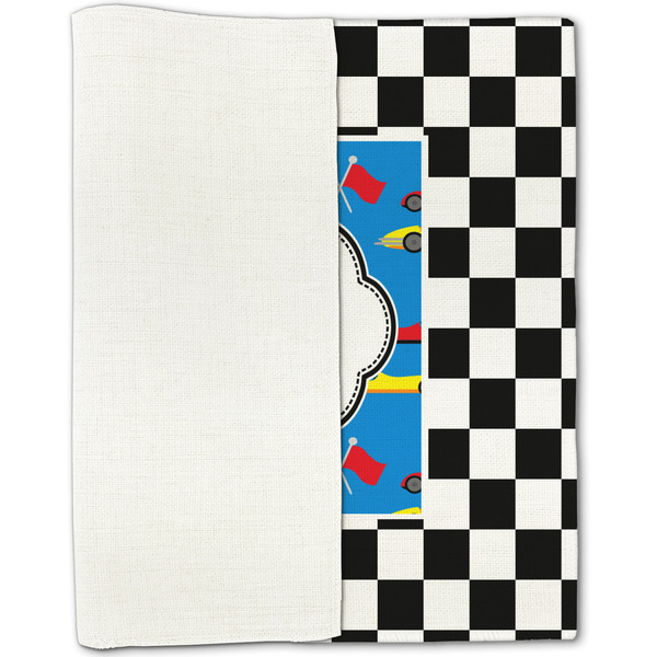 Checkers & Racecars Linen Placemat - Folded Half