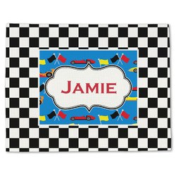 Checkers & Racecars Single-Sided Linen Placemat - Single w/ Name or Text