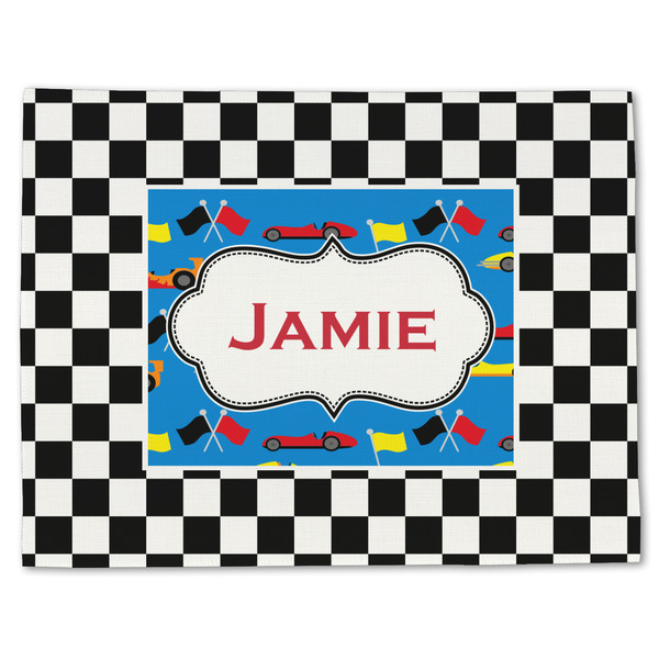 Checkers & Racecars Linen Placemat - Front