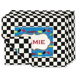 Checkers & Racecars Linen Placemat w/ Name or Text