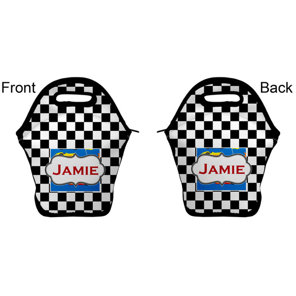 Checkers & Racecars Lunch Bag - Front and Back