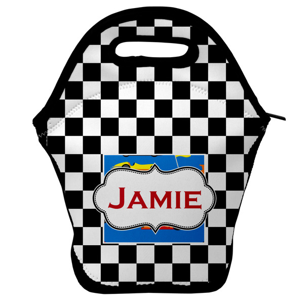 Custom Checkers & Racecars Lunch Bag w/ Name or Text