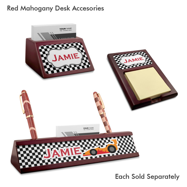 Checkers & Racecars Mahogany Desk Accessories