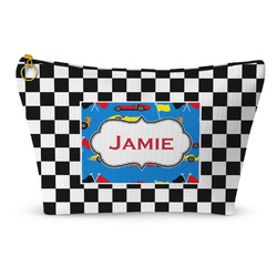Checkers & Racecars Makeup Bag - Large - 12.5"x7" (Personalized)
