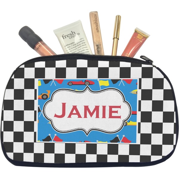 Custom Checkers & Racecars Makeup / Cosmetic Bag - Medium (Personalized)
