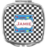 Checkers & Racecars Compact Makeup Mirror (Personalized)