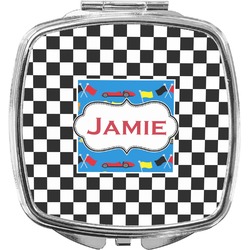 Checkers & Racecars Compact Makeup Mirror (Personalized)
