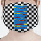 Checkers & Racecars Mask - Pleated (new) Front View on Girl
