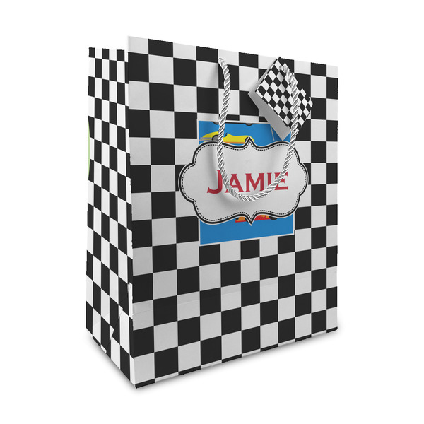Custom Checkers & Racecars Medium Gift Bag (Personalized)