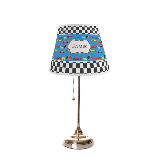 Checkers & Racecars Poly Film Empire Lampshade - On Stand
