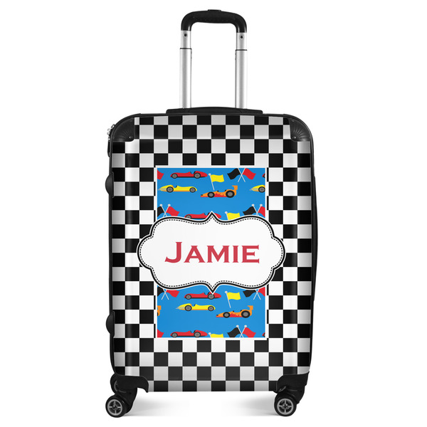 Custom Checkers & Racecars Suitcase - 24" Medium - Checked (Personalized)