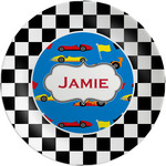 Checkers & Racecars Melamine Salad Plate - 8" (Personalized)