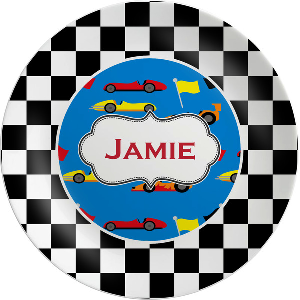 Custom Checkers & Racecars Melamine Plate (Personalized)