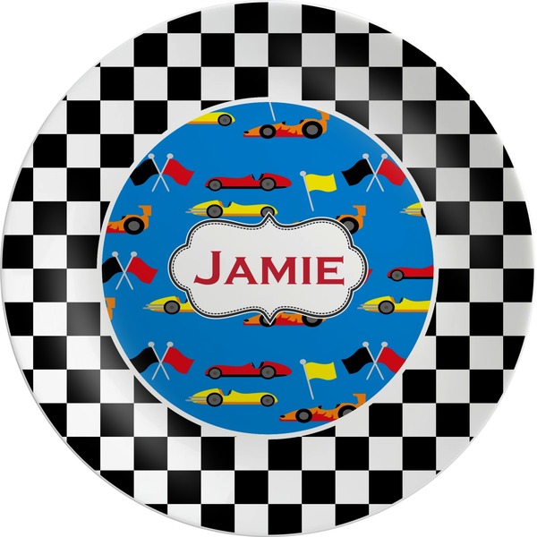 Custom Checkers & Racecars Melamine Plate (Personalized)