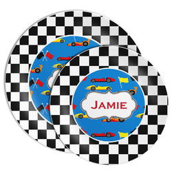 Checkers & Racecars Melamine Plate (Personalized)