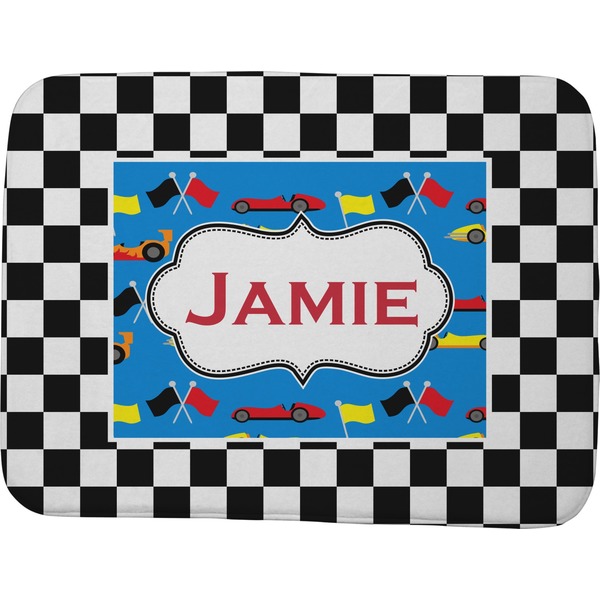 Custom Checkers & Racecars Memory Foam Bath Mat - 48"x36" (Personalized)