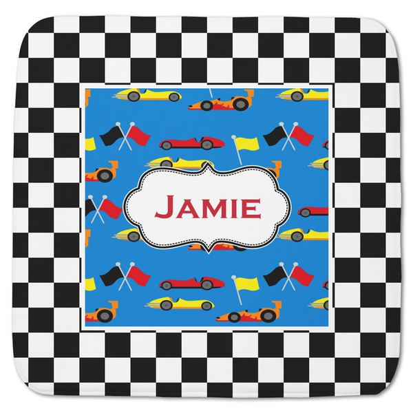 Custom Checkers & Racecars Memory Foam Bath Mat - 48"x48" (Personalized)