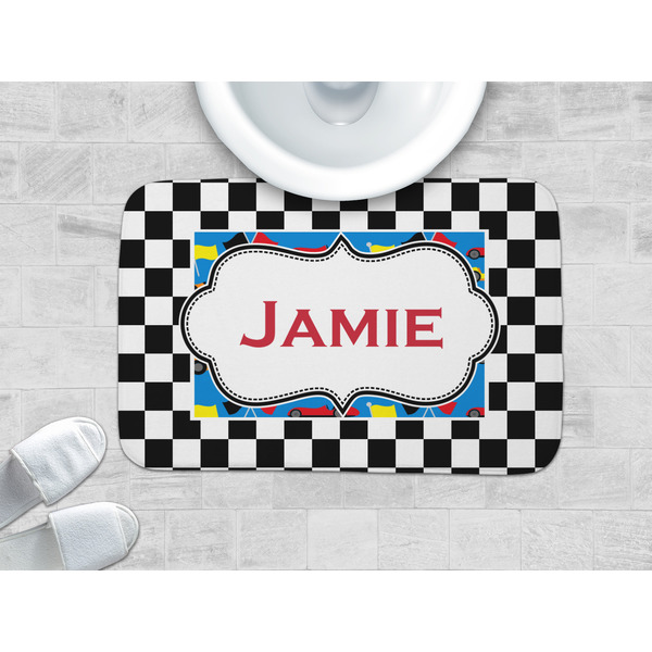 Checkers & Racecars Memory Foam Bath Mat - LIFESTYLE 34x21