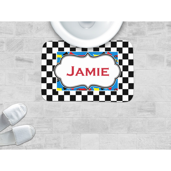 Checkers & Racecars Memory Foam Bath Mat - LIFESTYLE