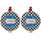 Checkers & Racecars Metal Ball Ornament - Front and Back