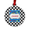 Checkers & Racecars Metal Ball Ornament - Front