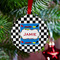 Checkers & Racecars Metal Ball Ornament - Lifestyle