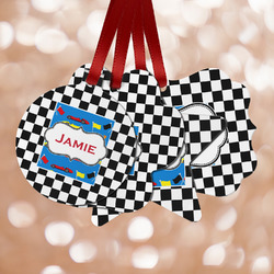 Checkers & Racecars Metal Ornaments - Double Sided w/ Name or Text